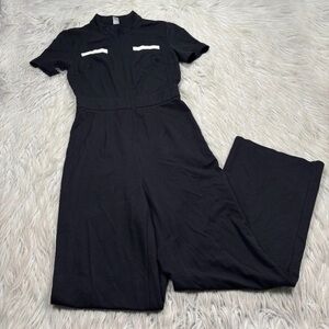 Commense Wide Leg Stretch Knit Jumpsuit